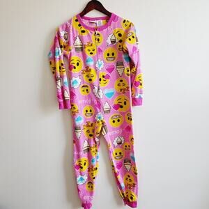 10/12 emoji zip up fleece pajamas